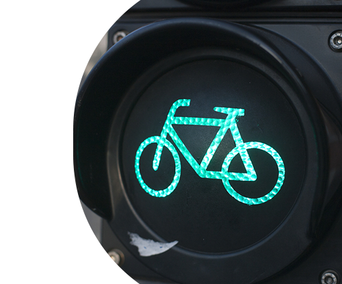 Green traffic light bike